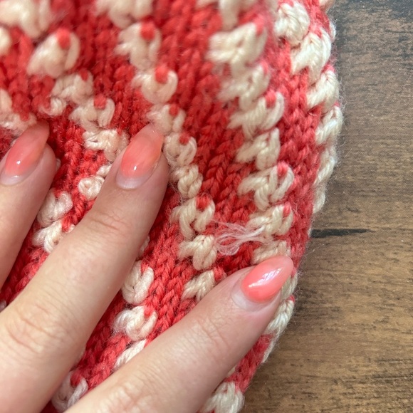 Vintage Striped Knit Beanie with Tassels – 1970s/1980s Handmade Winter Hat - Picture 3 of 5